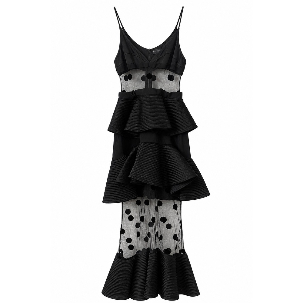 David‎ Koma Polka Dot Candy Sheer Peplum Midi Dress UK 10 US 6 Runway - Picture 9 of 13